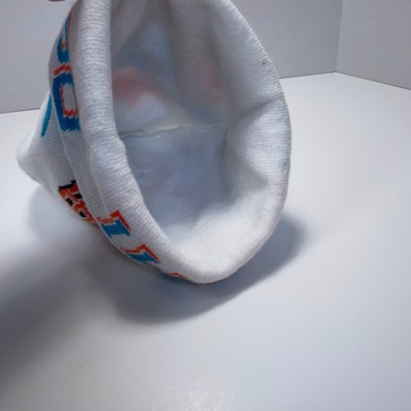 Miami Dolphins Knit Beanie Pom Football Helmet Hat White Aqua Orange Winter - Picture 4 of 10